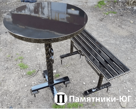 Стол из металла №3-ВК круглый (патина золото)
